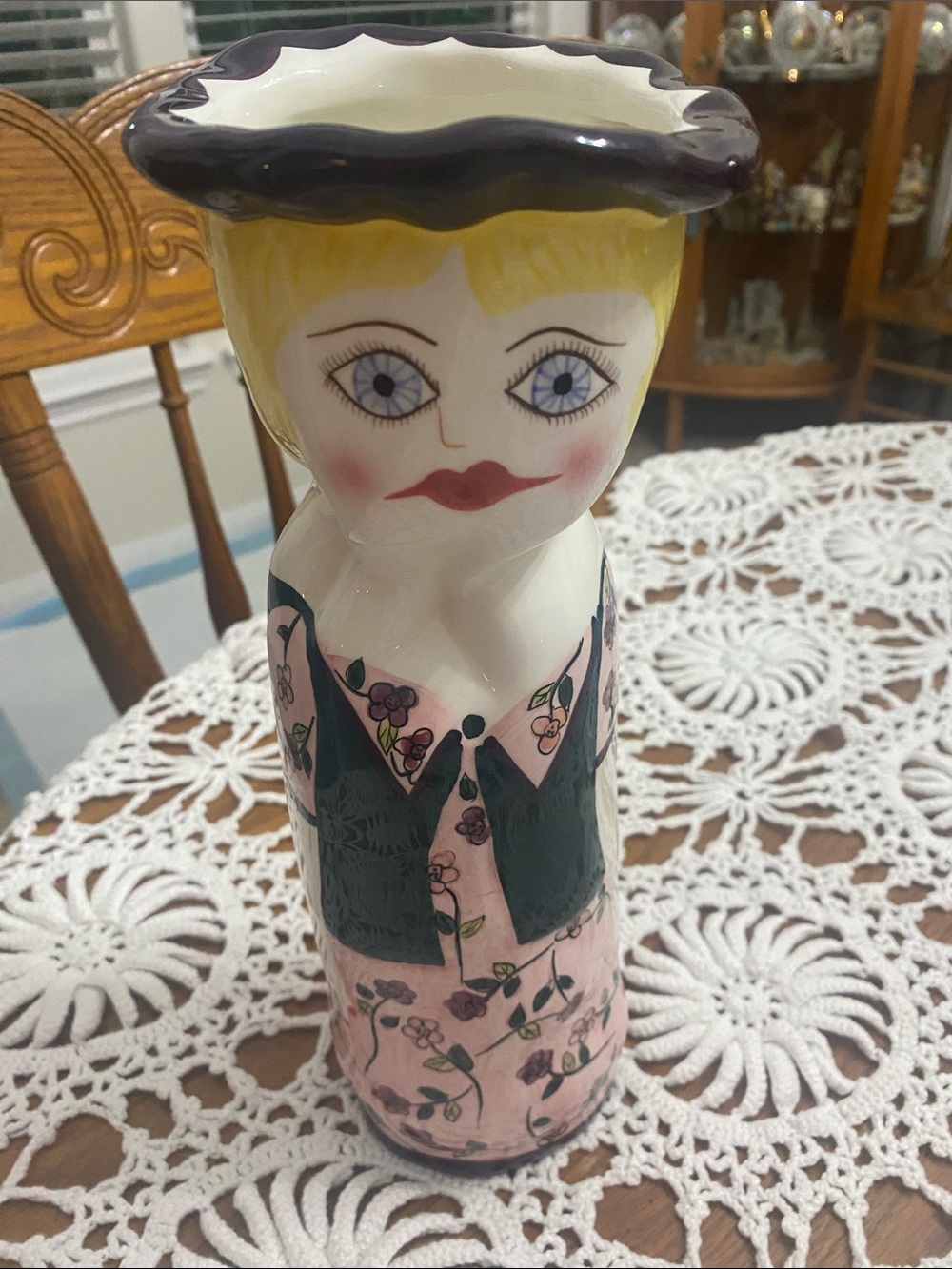Vintage Susan Paley Hand-Painted  Ceramic Lady Vase “Hillary”